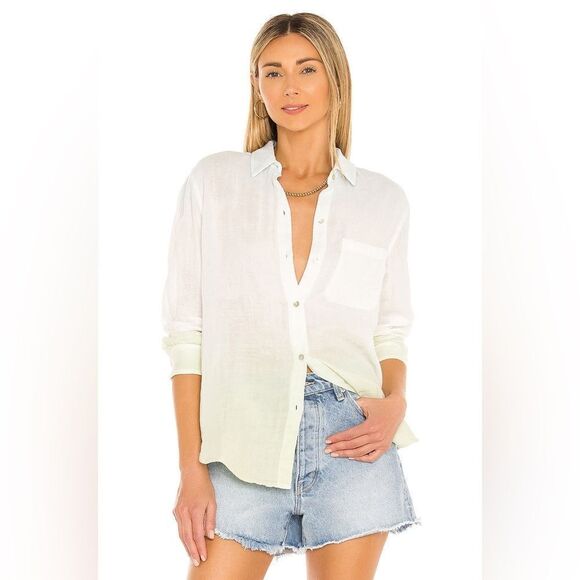 RAILS Ellis Top in Blue Mint Dip Dye Gauzy Cotton Lightweight Shirt XS NWT